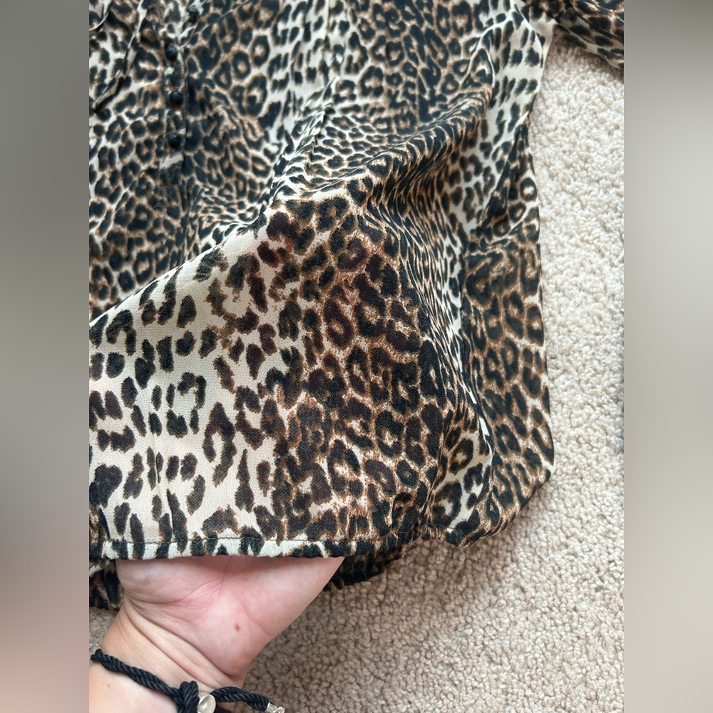 Charming Charlie Sheer Long Sleeve Cheetah Top - Picture 3 of 5